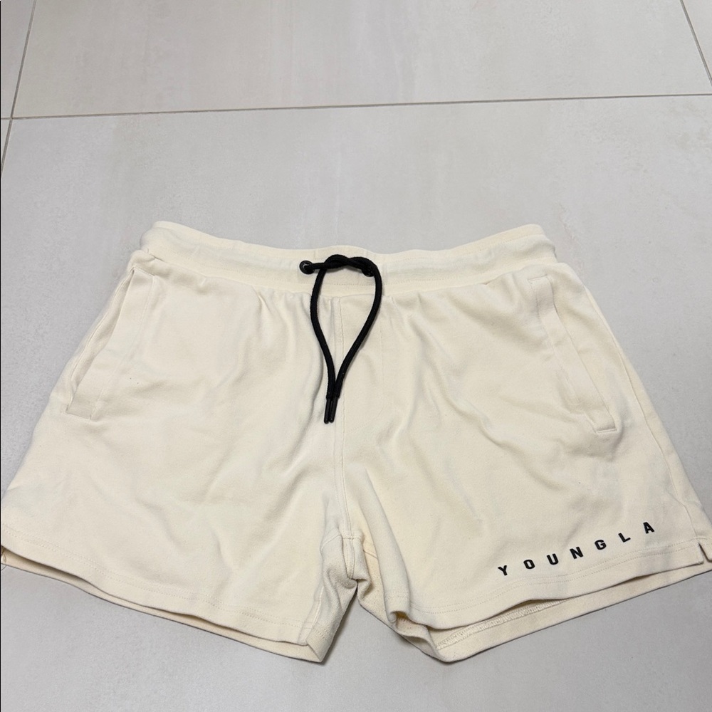 YoungLA Off-White Shorts with Black Accent